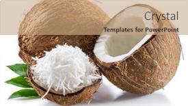  Presentation with coconut fruit - Slide deck consisting of cracked-coconut-fruit-with-white background and a coral colored foreground
