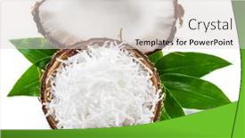  Presentation with coconut fruit - Slide set enhanced with cracked-coconut-fruit-with-white background and a light gray colored foreground