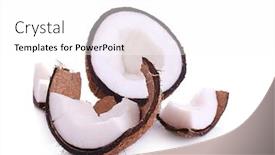  Presentation with cracked - Cool new theme with cracked coconut isolated on white backdrop and a white colored foreground