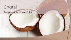  Presentation with cracked - Colorful theme enhanced with cracked coconut on wooden table backdrop and a lemonade colored foreground