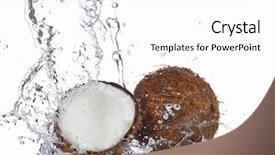  Presentation with coconut water - Cool new PPT theme with cracked coconut with splashing water backdrop and a white colored foreground