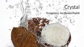  Presentation with coconut water - Presentation theme enhanced with cracked coconut with splashing water background and a white colored foreground