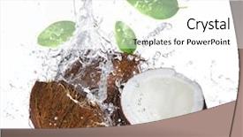  Presentation with coconut water - Slides enhanced with cracked coconut with splashing water background and a white colored foreground