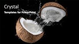  Presentation with coconut water - Presentation theme with cracked-coconut-with-water-splash background and a black colored foreground
