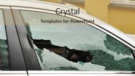  Presentation with car - Presentation theme consisting of broken passenger window car theft background and a coral colored foreground