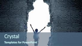  Presentation with crack - PPT layouts consisting of light cracks - rear view of woman background and a ocean colored foreground