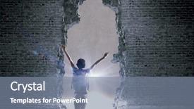  Presentation with crack - Presentation theme having light cracks - rear view of woman background and a seafoam green colored foreground