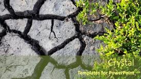  Presentation with plants growing - Audience pleasing presentation theme consisting of cracked-dried-earth-background backdrop and a tawny brown colored foreground