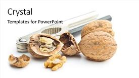  Presentation with dried fruits seeds nuts walnuts - Presentation theme enhanced with cracked dried walnuts and nutcracker background and a  colored foreground