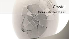 Presentation with cracked - PPT layouts with cracked egg isolated on white background and a soft green colored foreground
