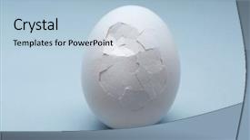  Presentation with concrete cracked and steel - Theme consisting of cracked egg on grey background background and a light blue colored foreground