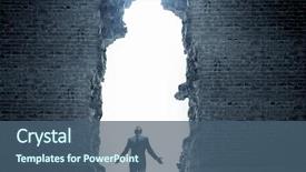  Presentation with spread - Beautiful PPT theme featuring cracked wall - businessman with hands spread apart backdrop and a ocean colored foreground