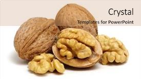  Presentation with walnut - PPT layouts having cracked walnut isolated background and a coral colored foreground