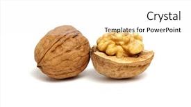  Presentation with walnut - Slides having cracked walnut isolated background and a white colored foreground