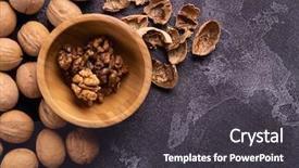  Presentation with cracked - Presentation design consisting of cracked walnuts in wooden bowl background and a dark gray colored foreground
