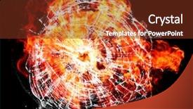 Presentation with broken glass - Beautiful slides featuring cracked with hole over fire backdrop and a tawny brown colored foreground