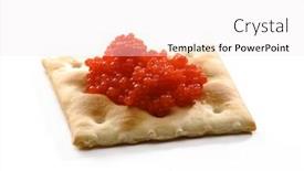  Presentation with cracker - Beautiful PPT theme featuring cracker and fish eggs salt cracker and caviar isolated on white background backdrop and a sky blue colored foreground