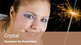  Presentation with cracker - Beautiful PPT theme featuring portrait of woman with fire backdrop and a  colored foreground