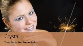  Presentation with cracker - Beautiful theme featuring portrait of woman with fire backdrop and a coral colored foreground