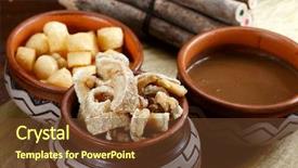  Presentation with cassava - PPT theme enhanced with crackle - bean broth with fried cassava background and a tawny brown colored foreground