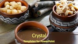  Presentation with cassava - Amazing slide set having crackle - bean broth with fried cassava backdrop and a tawny brown colored foreground