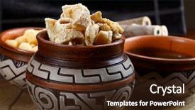  Presentation with cassava - Audience pleasing slide set consisting of crackle - bean broth with fried cassava backdrop and a wine colored foreground