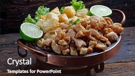  Presentation with cassava - Amazing slide set having crackle - crackling or fried manioc backdrop and a wine colored foreground