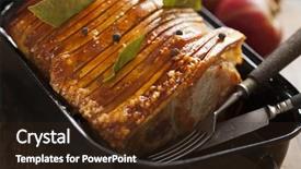  Presentation with 7 bone roast - PPT theme having crackle - crispy crackling pork roast background and a wine colored foreground