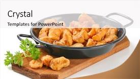  Presentation with cutting board - Colorful PPT layouts enhanced with crackle - portion of fried greaves backdrop and a white colored foreground