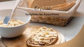  Presentation with spread - Slides featuring cracklings-spread-with-pickled-cucumber background and a coral colored foreground