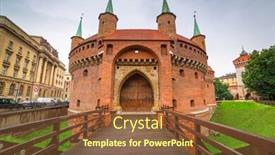  Presentation with medieval - Beautiful slide set featuring cracow-barbican-medieval-fortifcation backdrop and a tawny brown colored foreground