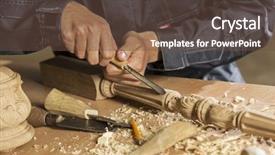  Presentation with carpenter - Amazing PPT theme having handi craft - close up of carpenter's hands backdrop and a tawny brown colored foreground