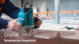  Presentation with wood craft - Presentation with craft concept worker polish background and a violet colored foreground