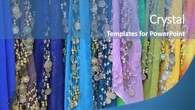  Presentation with craft fair - Theme with craft fair - colorful scarfs background and a  colored foreground