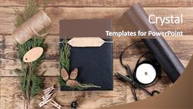  Presentation with gifts - PPT theme consisting of crafted christmas gifts and accessories background and a coral colored foreground