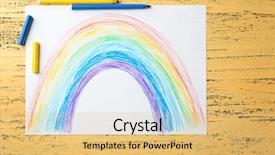  Presentation with rainbow - Presentation enhanced with children s crafts - child's drawing of rainbow background and a yellow colored foreground