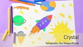  Presentation with rocket - Amazing PPT layouts having children s crafts - child's drawing of rocket backdrop and a blonde colored foreground
