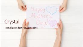  Presentation with mother child - Colorful presentation design enhanced with children s crafts - little child's hand giving backdrop and a cream colored foreground