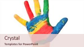  Presentation with sound pain child - Slides featuring children s crafts - child's hand in paint background and a lemonade colored foreground