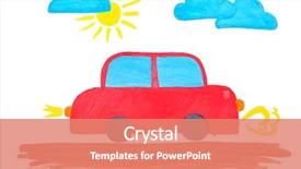  Presentation with white sheet - Slides with children s crafts - child's painting of car background and a coral colored foreground