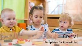  Presentation with craft for kids child art - Slides featuring crafts in day care background and a coral colored foreground