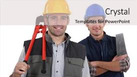  Presentation with apprentice - Presentation theme consisting of craftsman-and-apprentice-posing-together background and a lemonade colored foreground