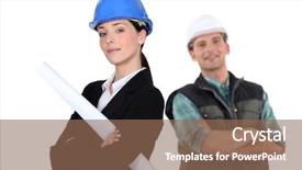  Presentation with craftsman - Beautiful presentation featuring craftsman-and-businesswoman-posing-together backdrop and a violet colored foreground