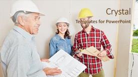  Presentation with team planning - Slide deck enhanced with craftsman and team with floorplan background and a lemonade colored foreground