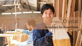  Presentation with wood joinery - Audience pleasing slides consisting of craftsman-apprentice-in-the-wood backdrop and a coral colored foreground