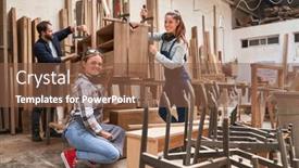  Presentation with glue - Beautiful presentation design featuring craftsman-apprentices-as-furniture-makers backdrop and a tawny brown colored foreground