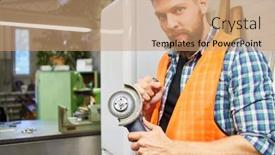  Presentation with locksmith - Slide set having craftsman-as-metalworker-with-angle background and a coral colored foreground