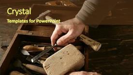 Presentation with craftsmanship - Slides featuring wood work - craftsman carpenter hand tools artist background and a tawny brown colored foreground