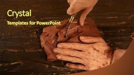  Presentation with craftsmanship - Beautiful slides featuring craftsman hands working red clay backdrop and a tawny brown colored foreground