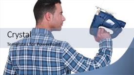  Presentation with craftsman - Beautiful presentation theme featuring craftsman holding a drill backdrop and a light blue colored foreground